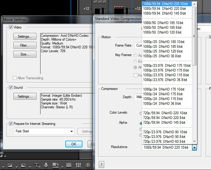 QuickTime Video settings